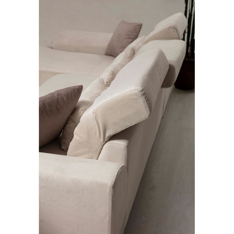 Casa si Gradina - Mobilier - Canapele si coltare - Coltare - Coltar, Hanah Home, lemn fag si pal, ecru, 304x190x100 cm - Infinity.ro