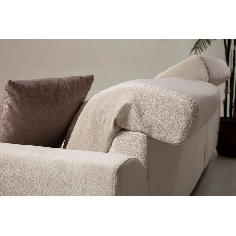 Casa si Gradina - Mobilier - Canapele si coltare - Coltare - Coltar, Hanah Home, lemn fag si pal, ecru, 304x190x100 cm - Infinity.ro