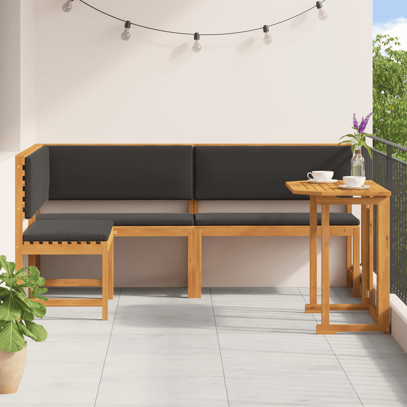 Casa si Gradina - Gradina si terasa - Mobilier exterior - Seturi mobila gradina - Set bistro de gradina cu perne, 3 piese, lemn masiv de acacia - Infinity.ro