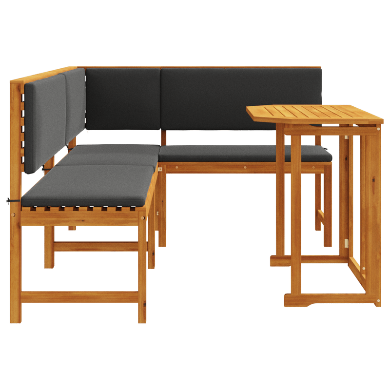 Casa si Gradina - Gradina si terasa - Mobilier exterior - Seturi mobila gradina - Set bistro de gradina cu perne, 3 piese, lemn masiv de acacia - Infinity.ro