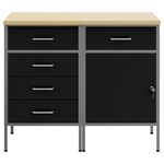 Casa si Gradina - Constructii - Scule de mana si unelte - Mese si bancuri de lucru - Set de birou 2 piese  Negru si Gri din lemn prelucrat si otel - Infinity.ro