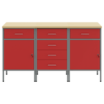 Casa si Gradina - Constructii - Scule de mana si unelte - Mese si bancuri de lucru - Set de dulapuri de lucru in 3 piese  Rosu si Gri din lemn laminat si otel - Infinity.ro