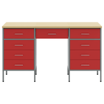 Casa si Gradina - Constructii - Scule de mana si unelte - Mese si bancuri de lucru - Set dulap de lucru cu masa, 3 piese, rosu, lemn si otel - Infinity.ro