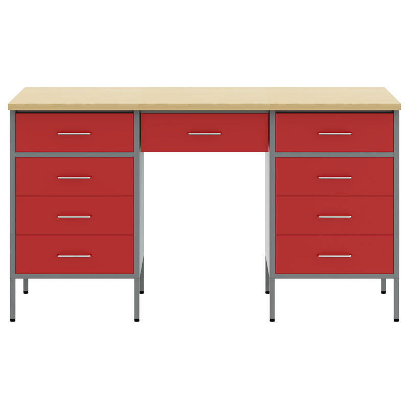 Casa si Gradina - Constructii - Scule de mana si unelte - Mese si bancuri de lucru - Set dulap de lucru cu masa, 3 piese, rosu, lemn si otel - Infinity.ro