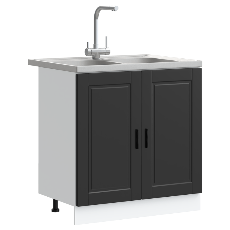 Casa si Gradina - Mobilier - Comode si corpuri - Corpuri bucatarie - Chiuveta Mobila 'Porto'cu Chiuveta Neagra 80x46x84,5 cm din Lemn Prelucrat - Infinity.ro