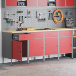 Casa si Gradina - Constructii - Scule de mana si unelte - Mese si bancuri de lucru - Birou  4 piese Rosu si Gri din lemn si otel - Infinity.ro