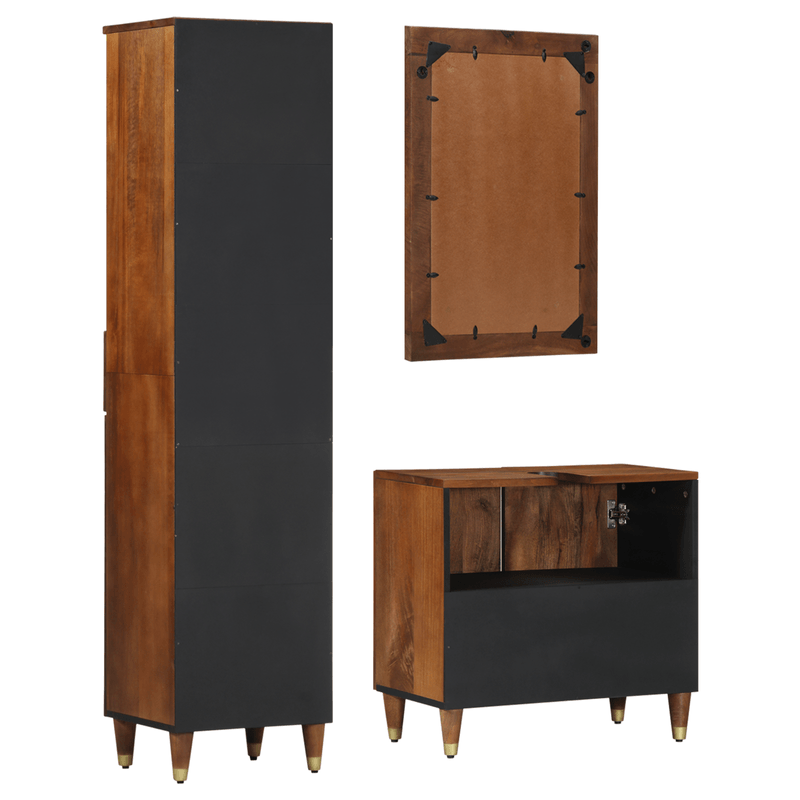 Casa si Gradina - Mobilier - Seturi de mobilier - Seturi baie - Set de Mobilier pentru Baie  din Lemn Masiv de Mango in 3 Piese - Infinity.ro