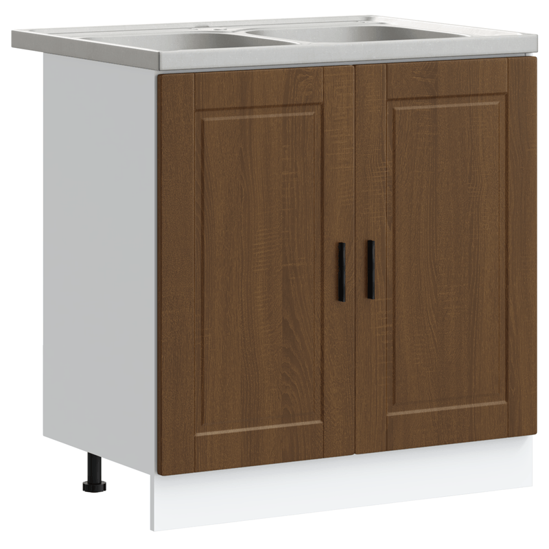 Casa si Gradina - Mobilier - Comode si corpuri - Corpuri bucatarie - Dulap baza Porto cu chiuveta, stejar maro, 80x46x84,5 cm lemn - Infinity.ro