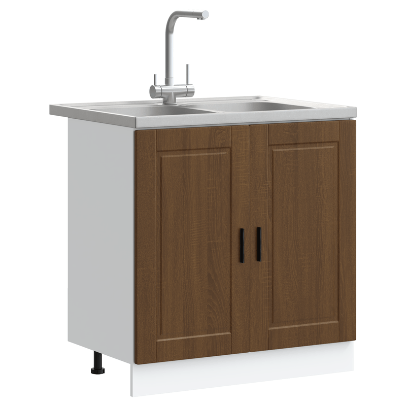 Casa si Gradina - Mobilier - Comode si corpuri - Corpuri bucatarie - Dulap baza Porto cu chiuveta, stejar maro, 80x46x84,5 cm lemn - Infinity.ro