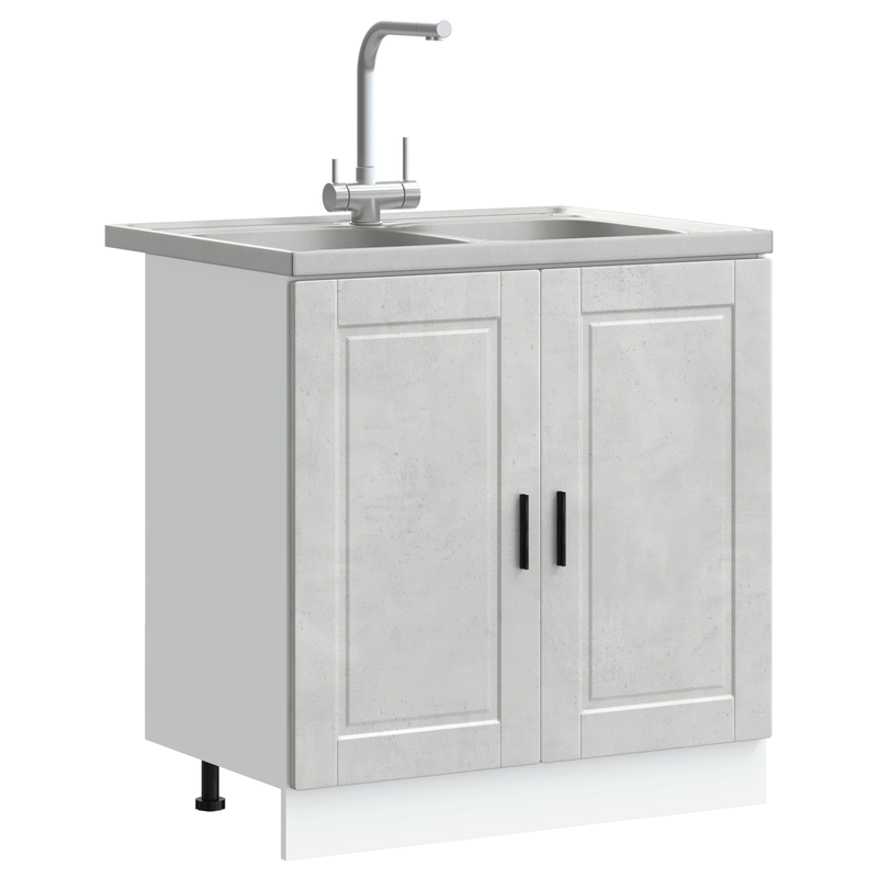 Casa si Gradina - Mobilier - Comode si corpuri - Corpuri bucatarie - Dulap baza Porto cu chiuveta, gri beton, 80x46x84,5 cm, lemn - Infinity.ro