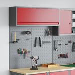 Casa si Gradina - Constructii - Depozitare, transport si protectie - Organizatoare si cutii scule - Set dulap unelte & panou carlige de perete, 3 piese rosu metal - Infinity.ro