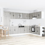 Casa si Gradina - Mobilier - Comode si corpuri - Corpuri bucatarie - Dulap de bucatarie "Lucca" chiuveta dubla, gri sonoma, lemn - Infinity.ro