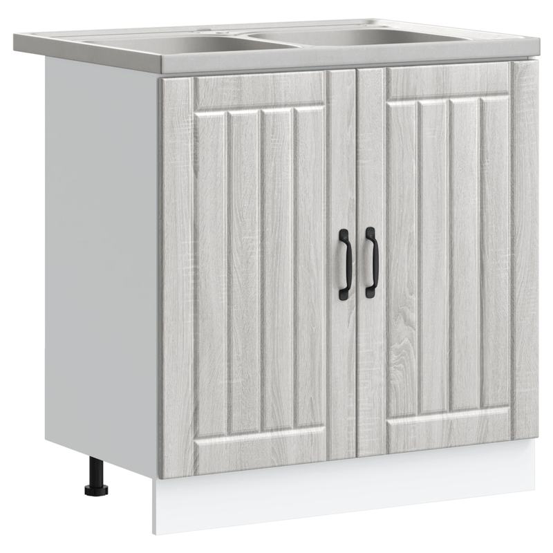 Casa si Gradina - Mobilier - Comode si corpuri - Corpuri bucatarie - Dulap de bucatarie "Lucca" chiuveta dubla, gri sonoma, lemn - Infinity.ro