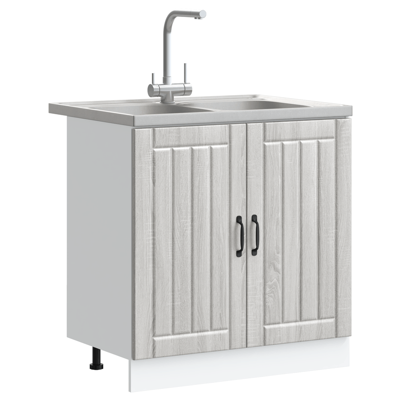 Casa si Gradina - Mobilier - Comode si corpuri - Corpuri bucatarie - Dulap de bucatarie "Lucca" chiuveta dubla, gri sonoma, lemn - Infinity.ro