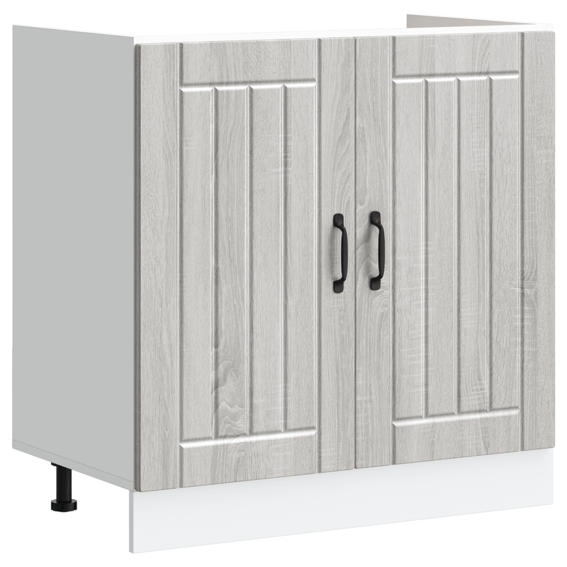 Casa si Gradina - Mobilier - Comode si corpuri - Corpuri bucatarie - Dulap de bucatarie "Lucca" chiuveta dubla, gri sonoma, lemn - Infinity.ro