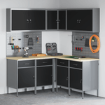 Casa si Gradina - Constructii - Scule de mana si unelte - Mese si bancuri de lucru - Set dulap lucru & panou carlige, 12 piese, negru, MDF & metal - Infinity.ro