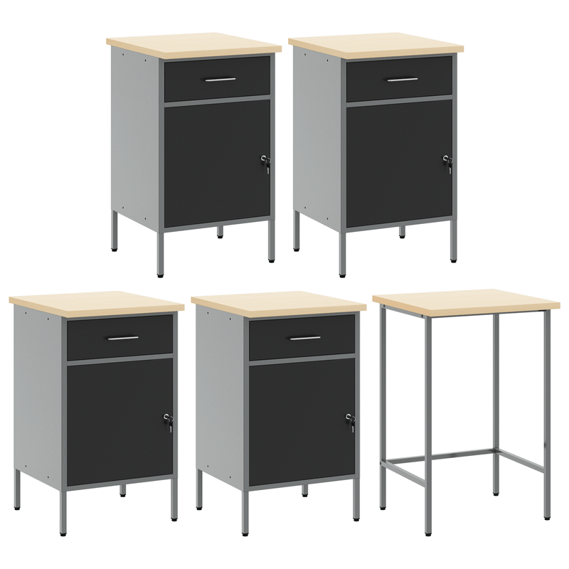 Casa si Gradina - Constructii - Scule de mana si unelte - Mese si bancuri de lucru - Set dulap lucru & panou carlige, 12 piese, negru, MDF & metal - Infinity.ro