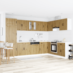 Casa si Gradina - Mobilier - Comode si corpuri - Corpuri bucatarie - Dulap de bucatarie "Lucca" cu bazin dublu din lemn de stejar artizanal - Infinity.ro