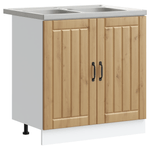 Casa si Gradina - Mobilier - Comode si corpuri - Corpuri bucatarie - Dulap de bucatarie "Lucca" cu bazin dublu din lemn de stejar artizanal - Infinity.ro