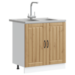 Casa si Gradina - Mobilier - Comode si corpuri - Corpuri bucatarie - Dulap de bucatarie "Lucca" cu bazin dublu din lemn de stejar artizanal - Infinity.ro