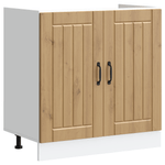 Casa si Gradina - Mobilier - Comode si corpuri - Corpuri bucatarie - Dulap de bucatarie "Lucca" cu bazin dublu din lemn de stejar artizanal - Infinity.ro