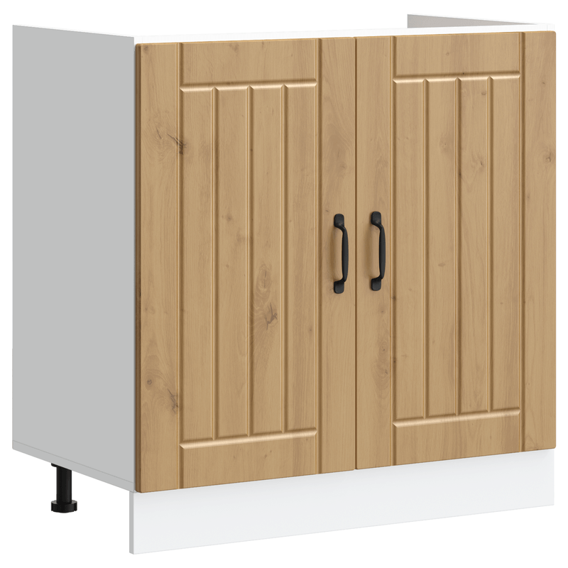 Casa si Gradina - Mobilier - Comode si corpuri - Corpuri bucatarie - Dulap de bucatarie "Lucca" cu bazin dublu din lemn de stejar artizanal - Infinity.ro