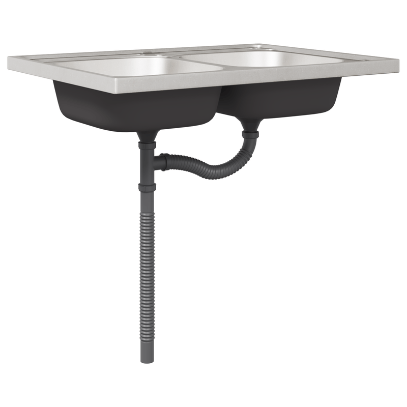 Casa si Gradina - Mobilier - Comode si corpuri - Corpuri bucatarie - Dulap de bucatarie "Lucca" cu bazin dublu din lemn de stejar artizanal - Infinity.ro