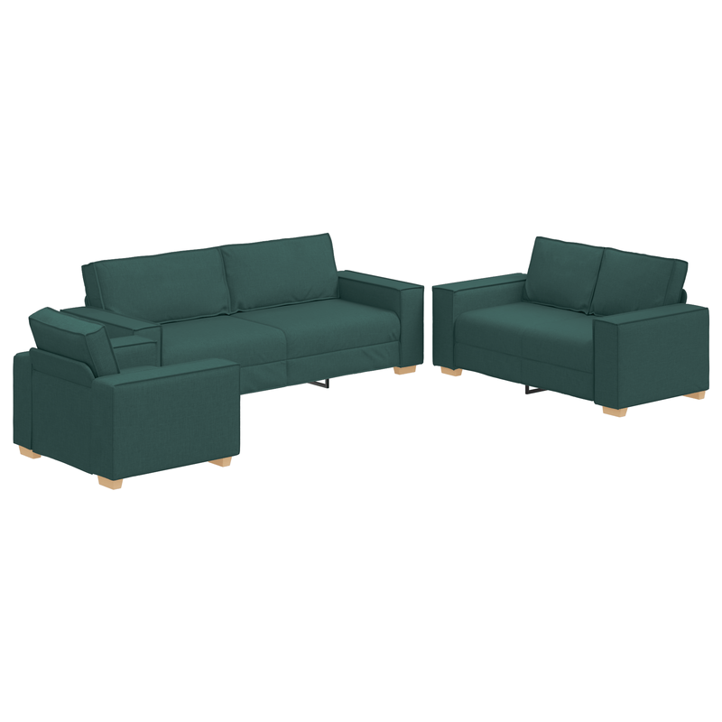 Casa si Gradina - Mobilier - Canapele si coltare - Canapele - Set canapea, 3 piese, perne verde inchis, textil - Infinity.ro