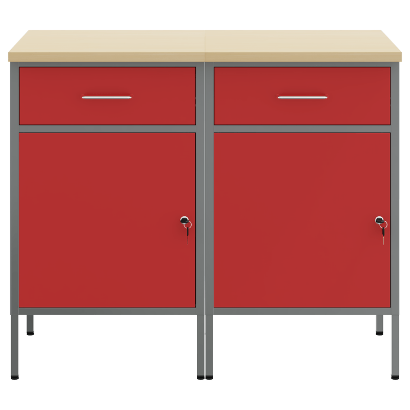 Casa si Gradina - Constructii - Scule de mana si unelte - Mese si bancuri de lucru - Dulap de lucru, 2 piese., rosu si gri, lemn prelucrat si otel - Infinity.ro