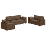 Casa si Gradina - Mobilier - Canapele si coltare - Canapele - Set canapea, 3 piese, perne maro, textil - Infinity.ro