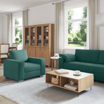 Casa si Gradina - Mobilier - Canapele si coltare - Canapele - Set canapea, 3 piese, perne verde inchis, textil - Infinity.ro