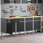 Casa si Gradina - Constructii - Scule de mana si unelte - Mese si bancuri de lucru - Dulap de lucru, 4 piese, negru si gri, lemn si otel - Infinity.ro