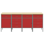 Casa si Gradina - Constructii - Scule de mana si unelte - Mese si bancuri de lucru - Set de dulap de lucru 4 piese  Rosu si Gri din lemn si otel prelucrat - Infinity.ro