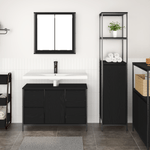 Casa si Gradina - Mobilier - Mobilier baie - Corpuri baie - Set de mobilier pentru baie 2 piese  din lemn ingineresc, stejar negru - Infinity.ro