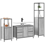 Casa si Gradina - Mobilier - Mobilier baie - Corpuri baie - Set mobilier baie 3 piese lemn prelucrat gri sonoma - Infinity.ro