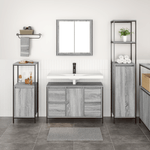 Casa si Gradina - Mobilier - Mobilier baie - Corpuri baie - Set mobilier baie 3 piese lemn prelucrat gri sonoma - Infinity.ro