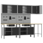 Casa si Gradina - Constructii - Scule de mana si unelte - Mese si bancuri de lucru - Set masa depozitare de unelte, 10 piese, negru, lemn si metal - Infinity.ro