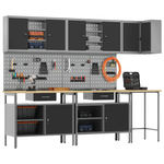 Casa si Gradina - Constructii - Scule de mana si unelte - Mese si bancuri de lucru - Set masa depozitare de unelte, 10 piese, negru, lemn si metal - Infinity.ro