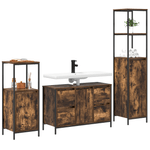 Casa si Gradina - Mobilier - Mobilier baie - Corpuri baie - Set Mobilier Baie din Lemn Ingineresc Stejar Fumuriu - 3 Piese - Infinity.ro