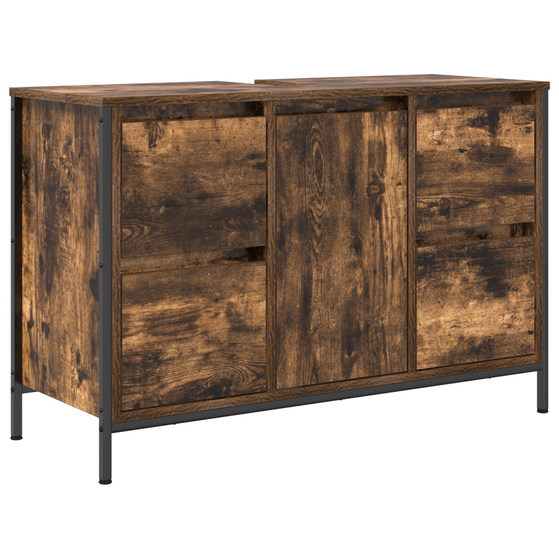 Casa si Gradina - Mobilier - Mobilier baie - Corpuri baie - Set Mobilier Baie din Lemn Ingineresc Stejar Fumuriu - 3 Piese - Infinity.ro