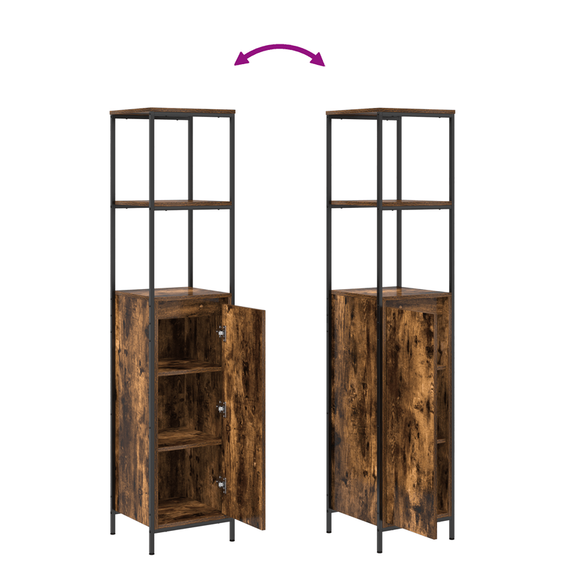 Casa si Gradina - Mobilier - Mobilier baie - Corpuri baie - Set Mobilier Baie din Lemn Ingineresc Stejar Fumuriu - 3 Piese - Infinity.ro