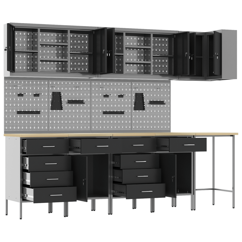 Casa si Gradina - Constructii - Scule de mana si unelte - Mese si bancuri de lucru - Set dulap unelte & panou carlige, 12 piese, negru, MDF & metal - Infinity.ro