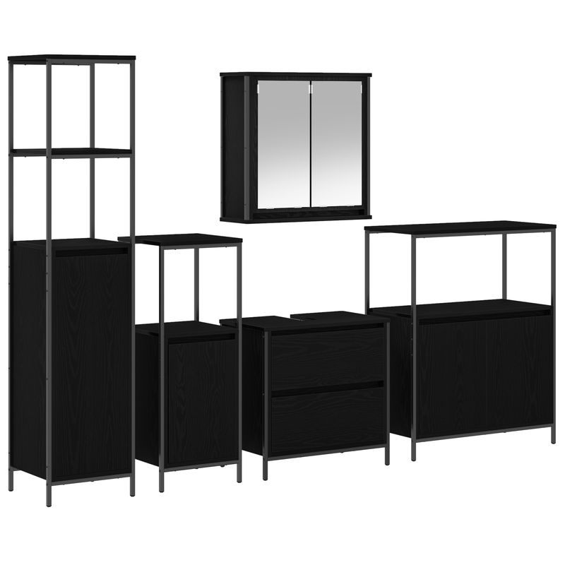 Casa si Gradina - Mobilier - Seturi de mobilier - Seturi baie - Set mobilier baie, 5 piese, stejar negru, lemn prelucrat - Infinity.ro