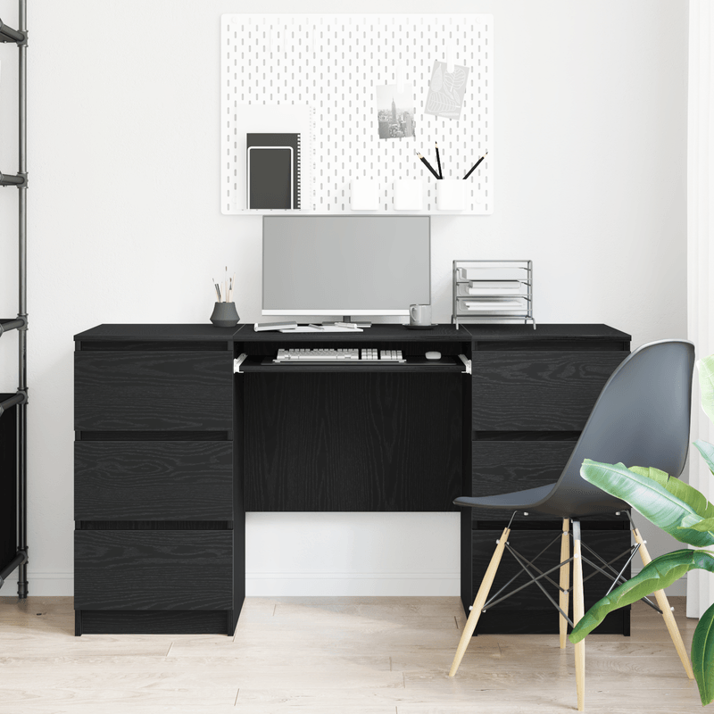 Casa si Gradina - Mobilier - Mese si birouri - Birouri - Birouri 2 buc Negru Stejar 140x50x76 cm Lemn prelucrat - Infinity.ro
