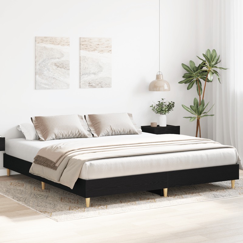 Casa si Gradina - Mobilier - Paturi si accesorii - Paturi - Cadru de pat Stejar Negru 200x200 cm Lemn Ingineresc - Infinity.ro