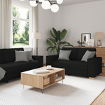Casa si Gradina - Mobilier - Canapele si coltare - Canapele - Set canapea, 3 piese, perne negre, textil - Infinity.ro