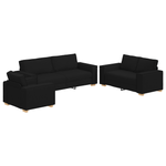 Casa si Gradina - Mobilier - Canapele si coltare - Canapele - Set canapea, 3 piese, perne negre, textil - Infinity.ro
