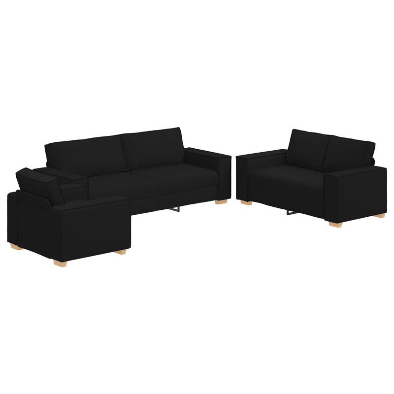 Casa si Gradina - Mobilier - Canapele si coltare - Canapele - Set canapea, 3 piese, perne negre, textil - Infinity.ro