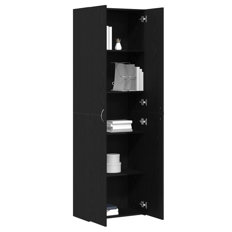 Casa si Gradina - Mobilier - Dulapuri si sifoniere - Dulapuri - Credenta birou  Negru Stejar 60x32x190 cm Lemn prelucrat - Infinity.ro
