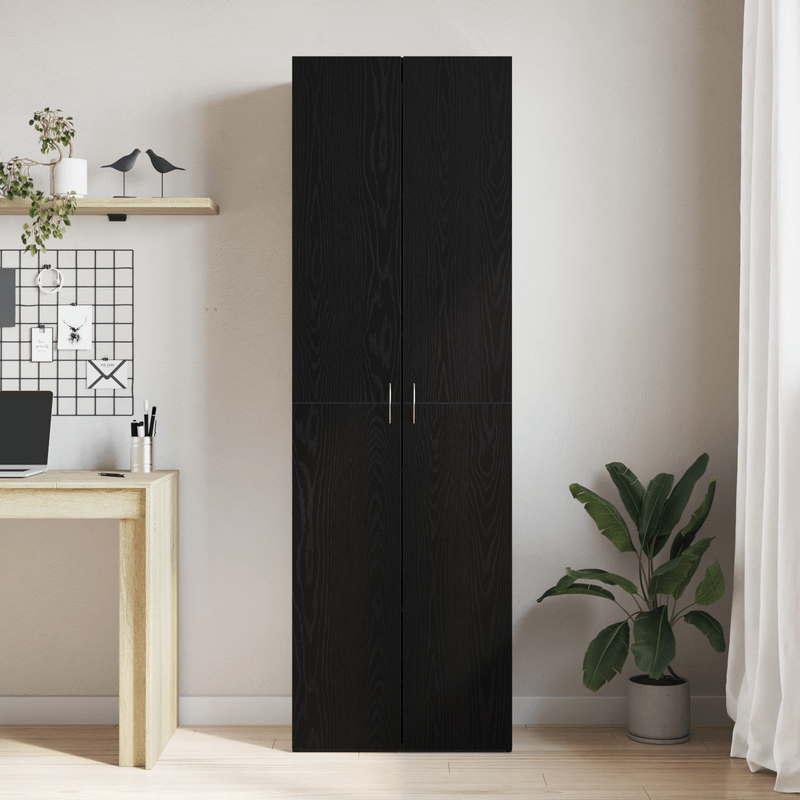 Casa si Gradina - Mobilier - Dulapuri si sifoniere - Dulapuri - Credenta birou  Negru Stejar 60x32x190 cm Lemn prelucrat - Infinity.ro